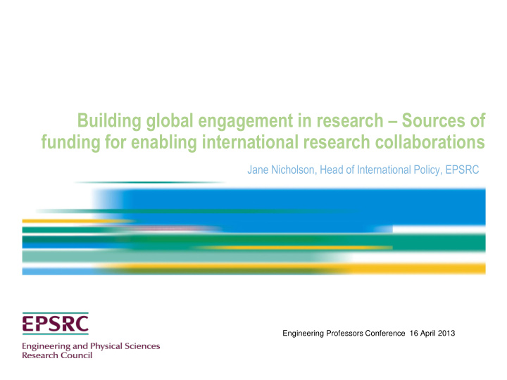 building global engagement in research sources of funding