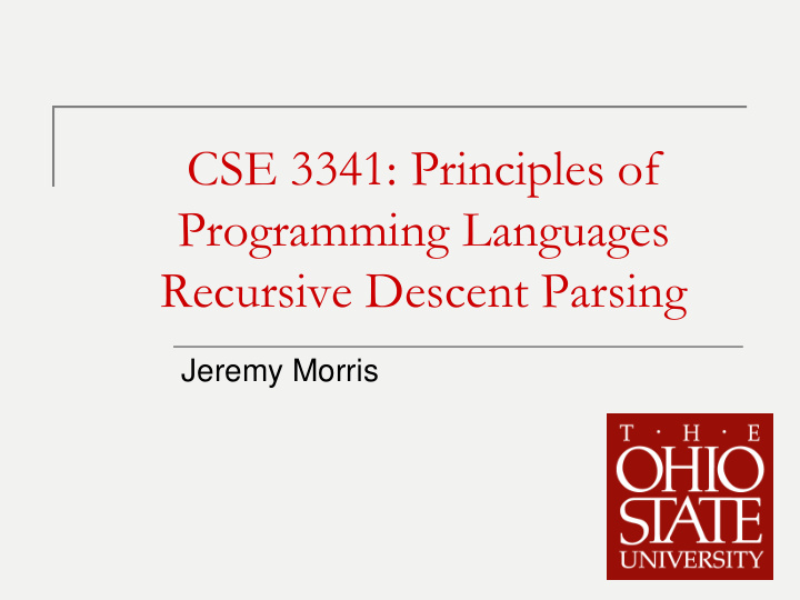 cse 3341 principles of programming languages recursive
