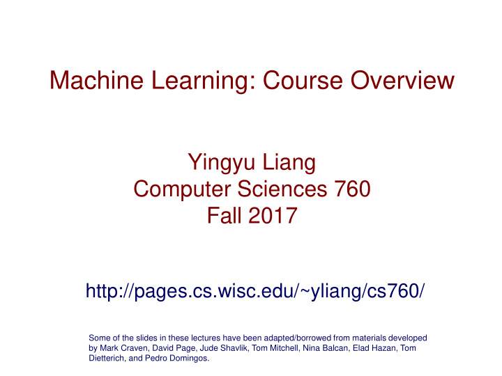 machine learning course overview