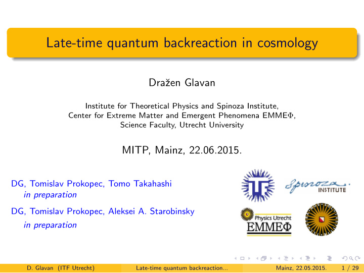 late time quantum backreaction in cosmology