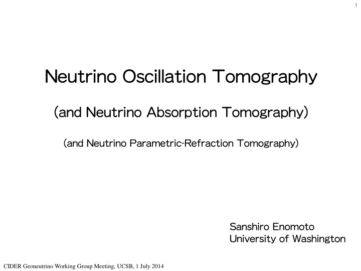 neutrino oscillation tomography
