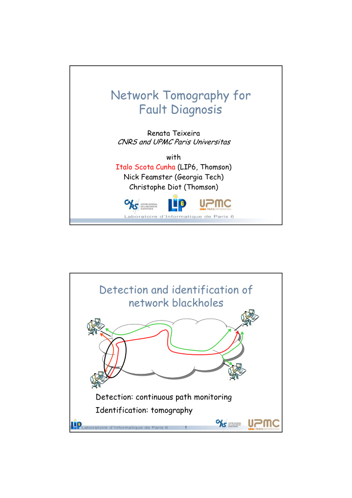 network tomography for fault diagnosis