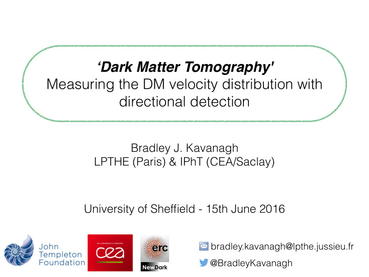 dark matter tomography measuring the dm velocity
