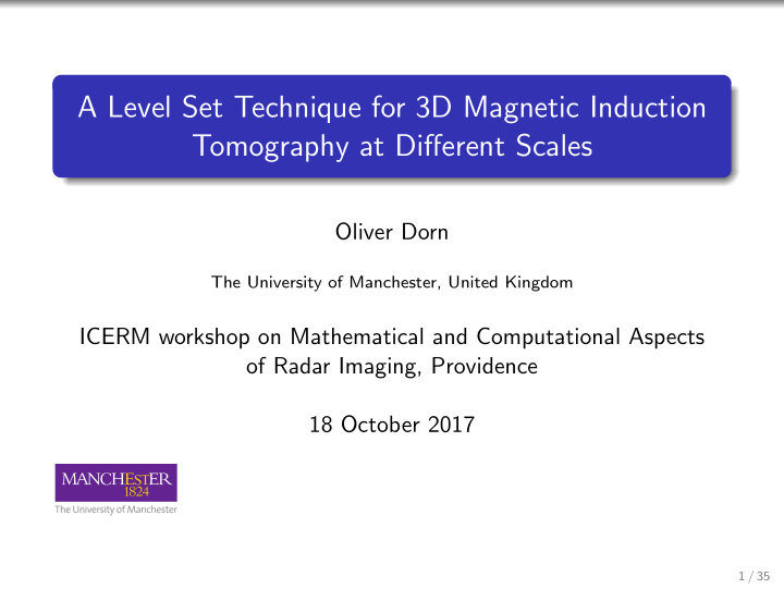 a level set technique for 3d magnetic induction