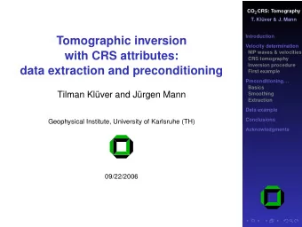 Tomographic inversion  Velocity determination  with CRS attributes:  NIP waves &amp; velocities