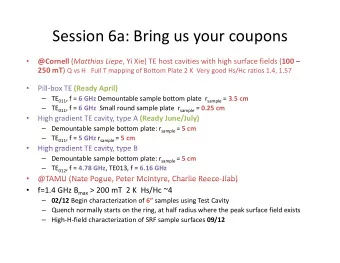 Session 6a: Bring us your coupons @Cornell ( Matthias Liepe , Yi Xie) TE host cavities with high