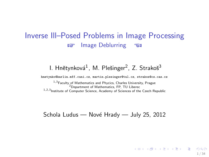 inverse ill posed problems in image processing