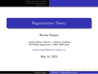 Regularization Theory  Nicolas Rougon  Institut Mines-Tlcom / Tlcom SudParis  ARTEMIS