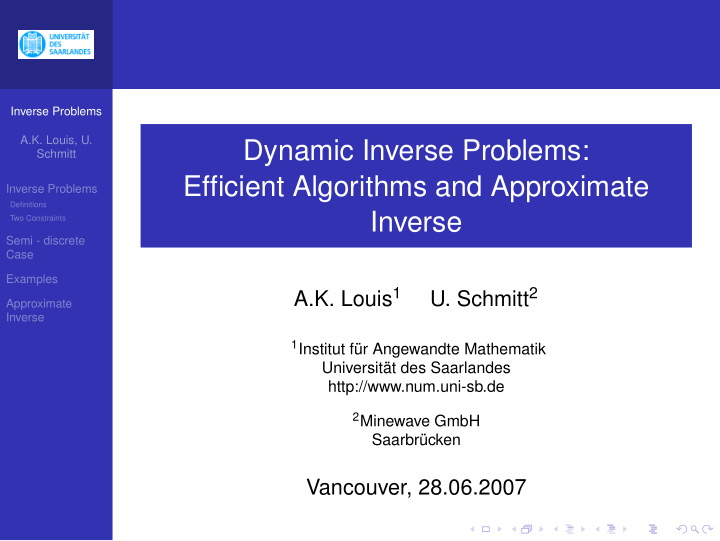 dynamic inverse problems