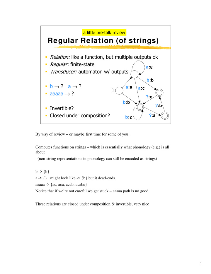 regular relation of strings