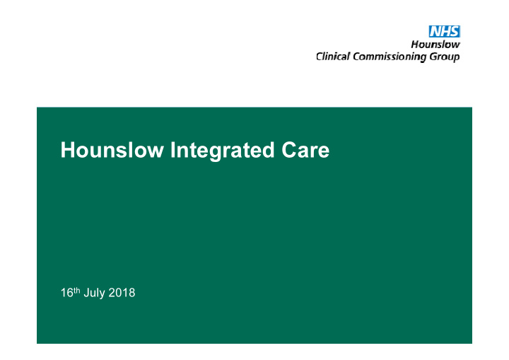hounslow integrated care