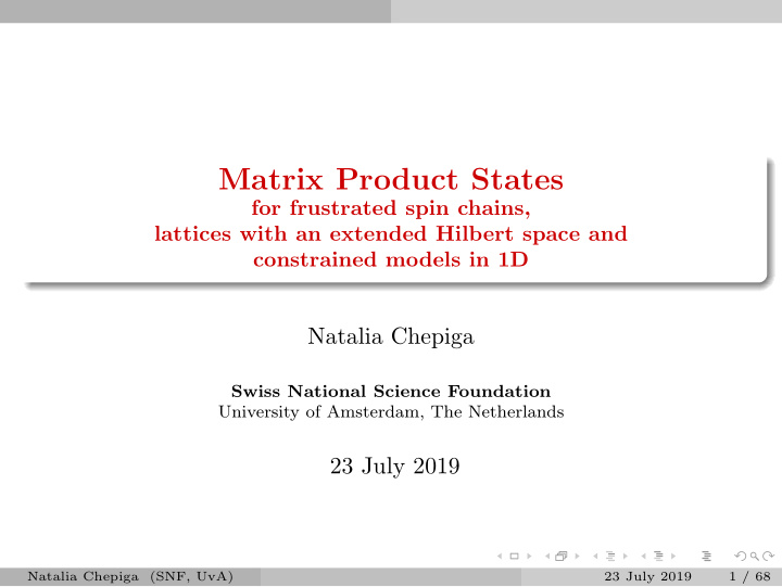 matrix product states