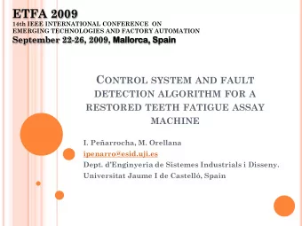 ETFA 2009  14th IEEE INTERNATIONAL CONFERENCE  ON  EMERGING TECHNOLOGIES AND FACTORY AUTOMATION