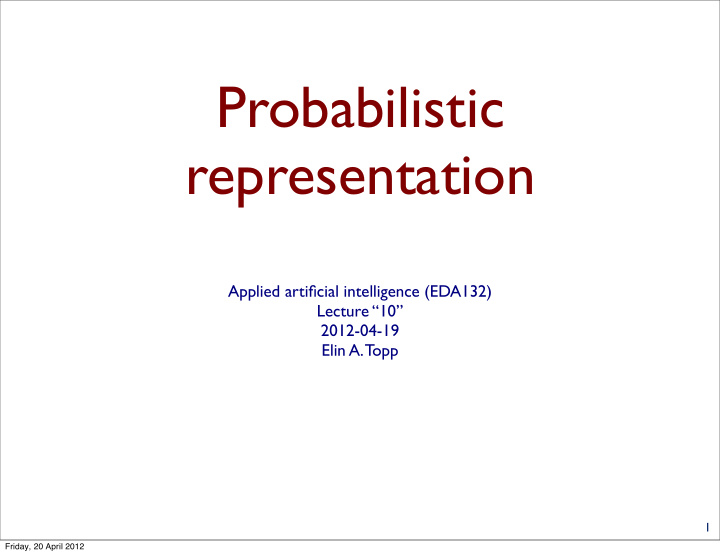 probabilistic representation