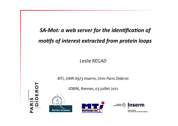 sa mot a web server for the iden5fica5on of mo5fs of