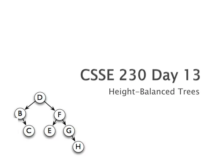 height balanced trees doublets milestone 1 due next