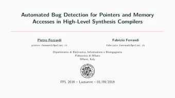 Automated Bug Detection for Pointers and Memory  Accesses in High-Level Synthesis Compilers  Pietro