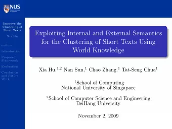 Exploiting Internal and External Semantics  Xia Hu  for the Clustering of Short Texts Using