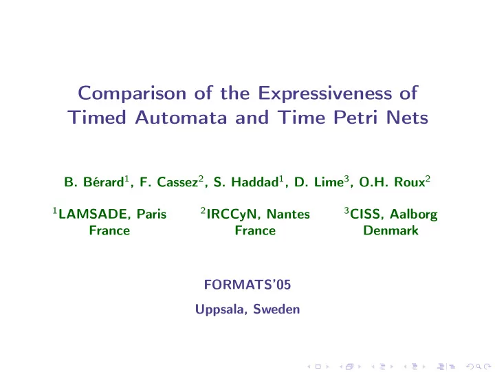 comparison of the expressiveness of timed automata and