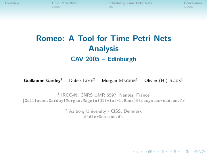romeo a tool for time petri nets analysis
