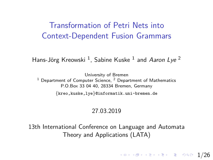 transformation of petri nets into context dependent