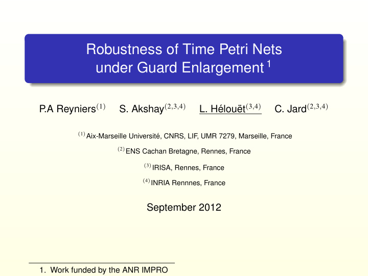 robustness of time petri nets