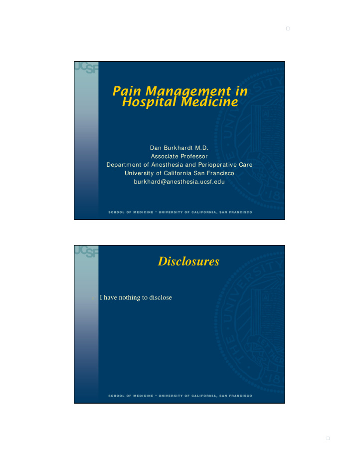 pain management in hospital medicine