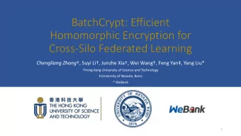 BatchCrypt: Efficient  Homomorphic Encryption for  Cross-Silo Federated Learning Chengliang Zhang