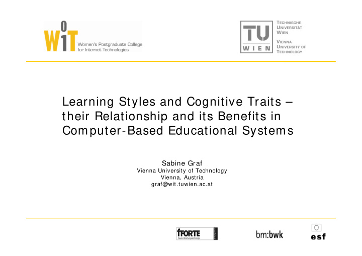 learning styles and cognitive traits their relationship
