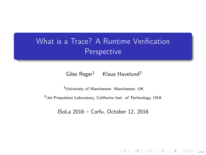what is a trace a runtime verification perspective