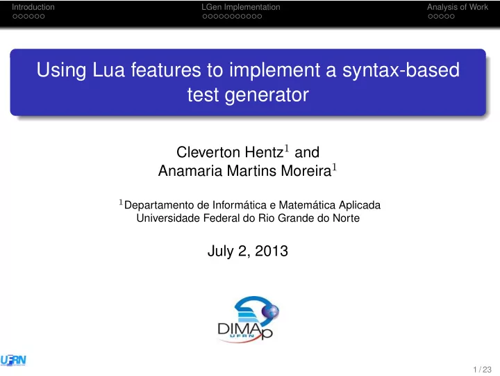 using lua features to implement a syntax based test