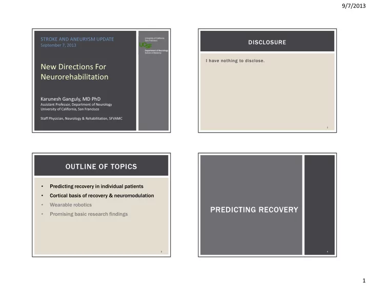 new directions for neurorehabilitation