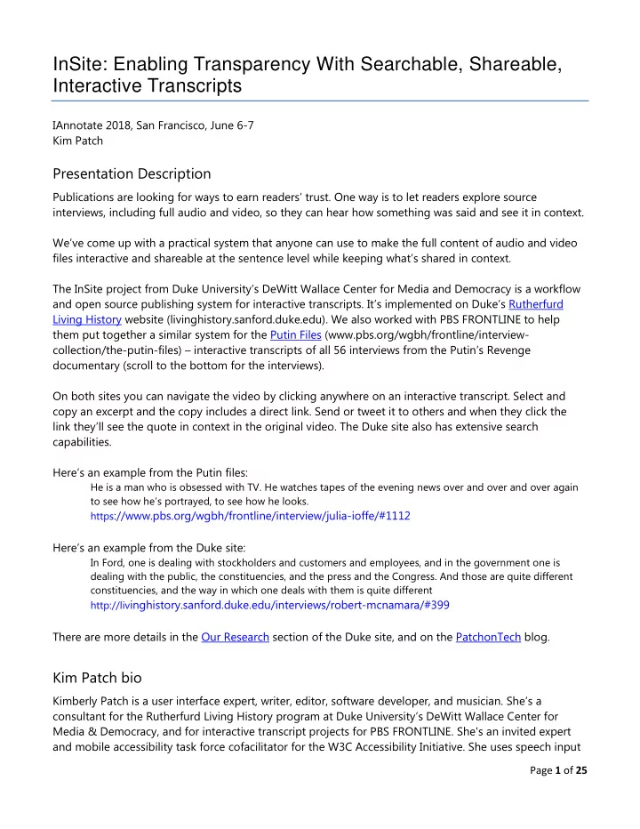 insite enabling transparency with searchable shareable