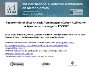 Reporter Metabolites Analysis from Inorganic Carbon Acclimation in Synechococcus elongatus PCC7942