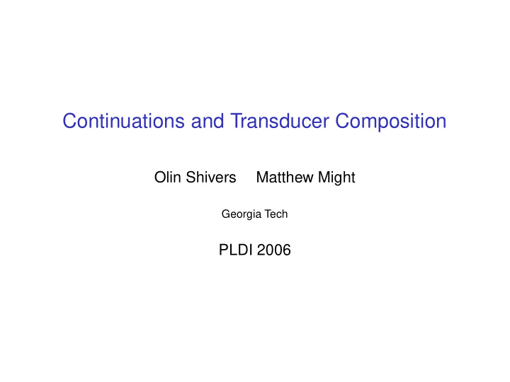continuations and transducer composition