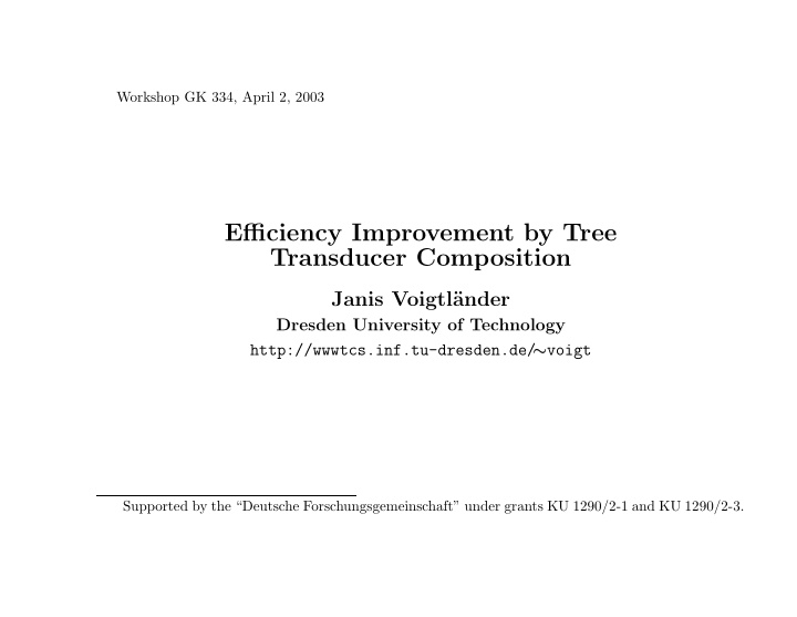efficiency improvement by tree transducer composition