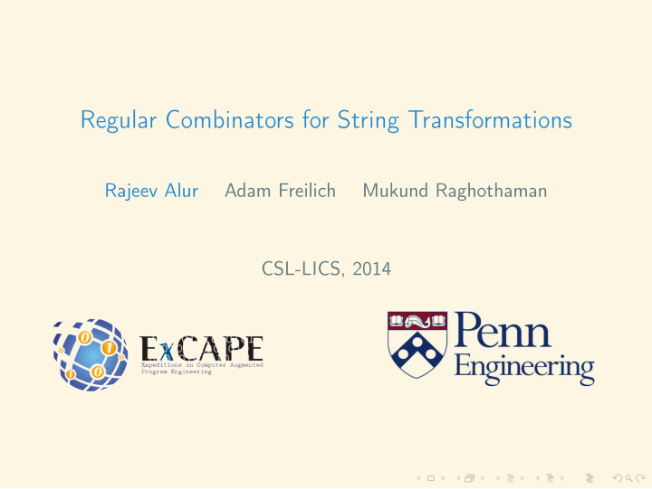regular combinators for string transformations