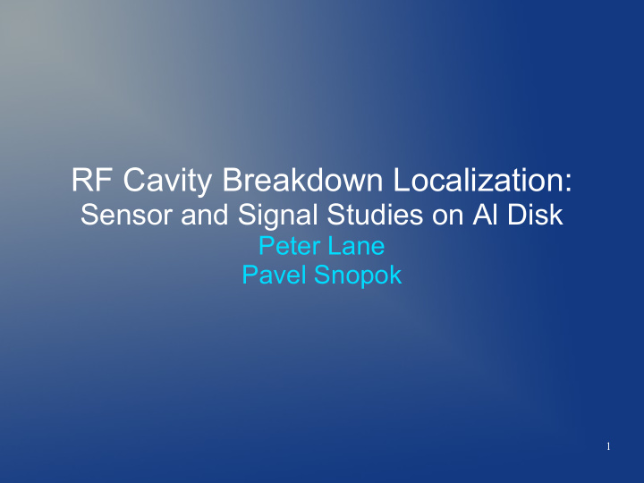 rf cavity breakdown localization