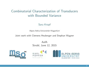 Combinatorial Characterization of Transducers  with Bounded Variance  Sara Kropf