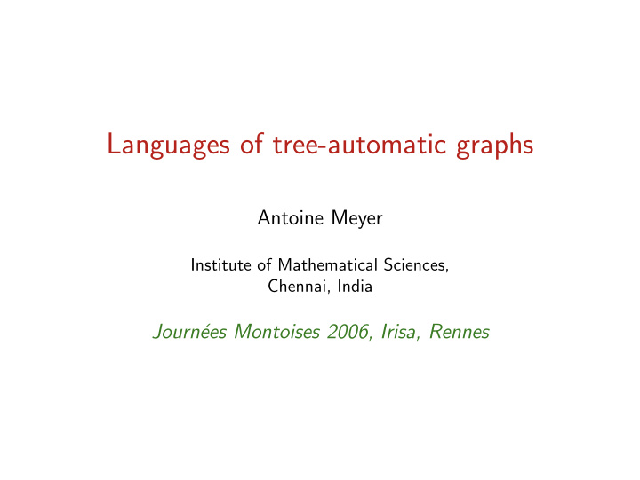 languages of tree automatic graphs