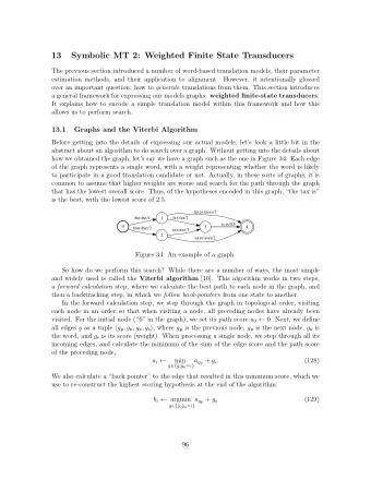 13  Symbolic MT 2: Weighted Finite State Transducers  The previous section introduced a number of