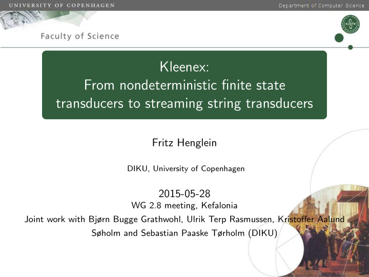 kleenex from nondeterministic finite state transducers to