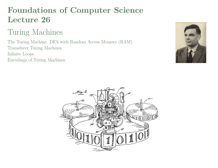 foundations of computer science lecture 26 turing machines