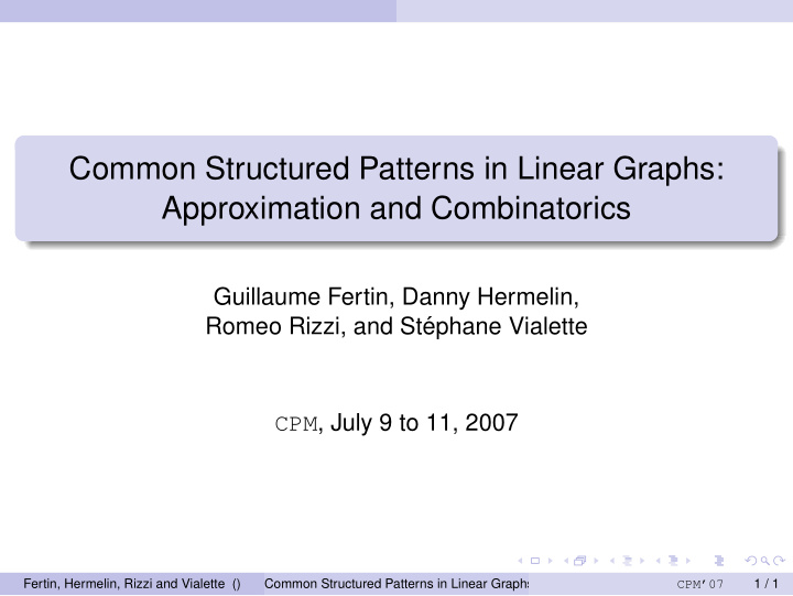 common structured patterns in linear graphs approximation