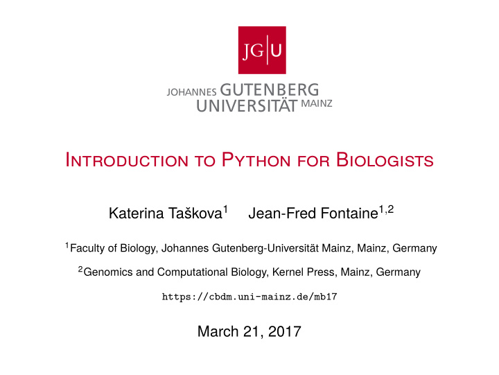 introduction to python for biologists