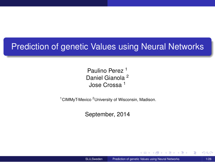 prediction of genetic values using neural networks