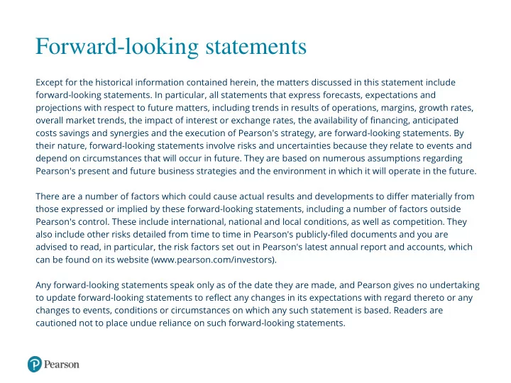 forward looking statements