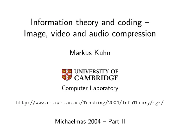 information theory and coding image video and audio