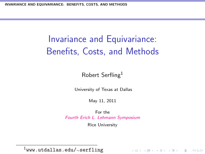 invariance and equivariance benefits costs and methods