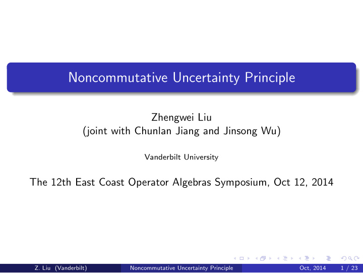 noncommutative uncertainty principle